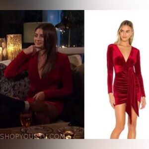 superdown Red Velvet Long Sleeve Wrap Mini Dress